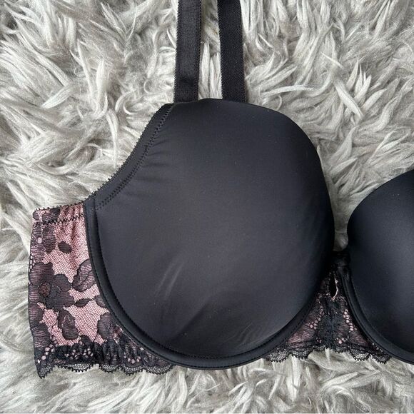 Torrid Curve Black & Pink Microfiber Lace Lightly Lined Tshirt Bra plus size 40C - Picture 4 of 10